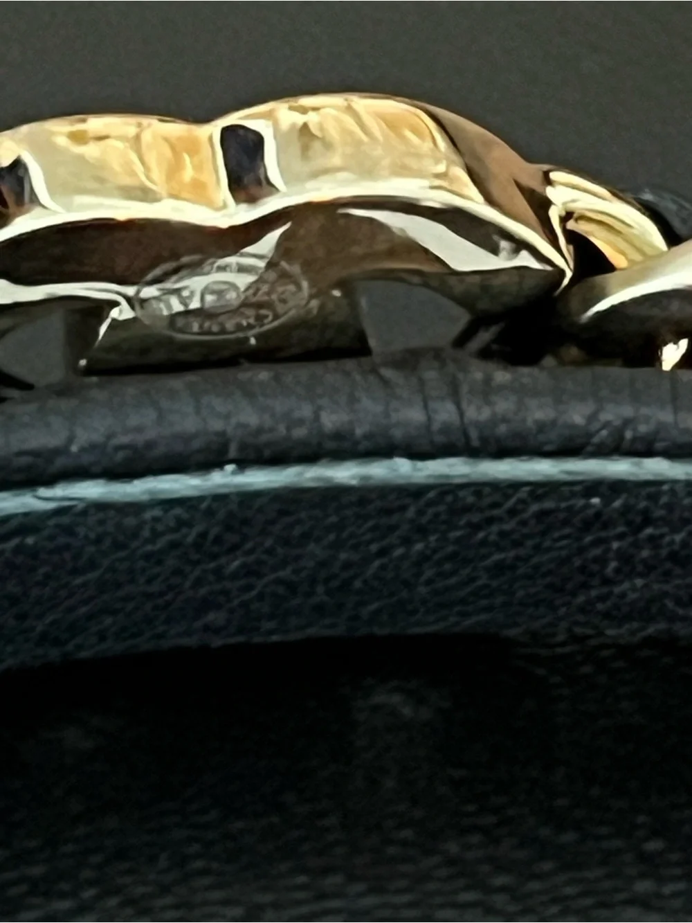 CHANEL Black Leather-Wrapped Gold Chain Headband with CC Charm - Picture 4 of 5